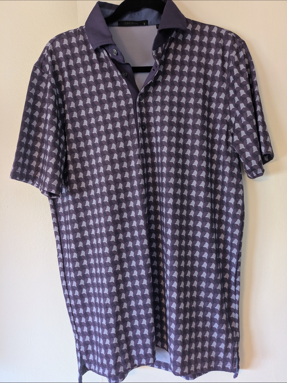 Greyson Men's Purple Patterned Polo Shirt - Sm (NWOT)